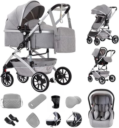 3-in-1 Combi Kinderwagen Reissysteem met Babyzitje voor Baby's en Peuters (0-4 jaar)