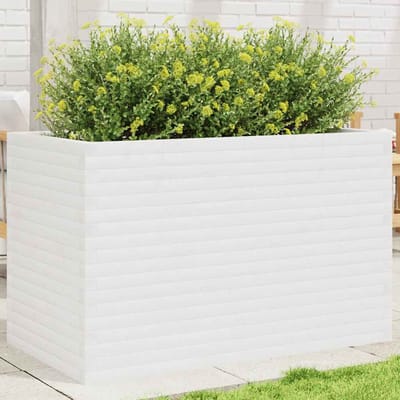 vidaXL - Plantenbak - 110x60x68,5 - cm - massief - grenenhout - wit