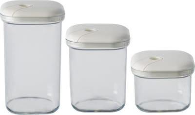 Omada - Pull Box Voorraadpot Set van 3 Stuks Assorti - Polypropyleen - Transparant