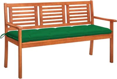 vidaXL - Tuinbank - 3-zits - met - kussen - 150 - cm - massief - eucalyptushout