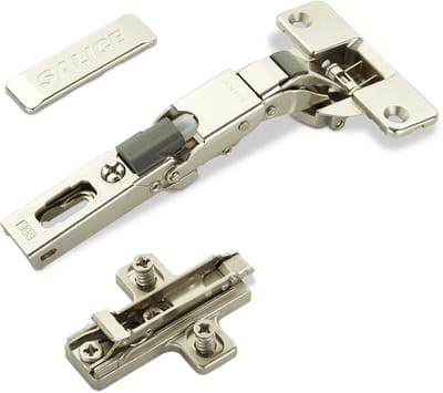 2 x Salice universeel potscharnier 110° Boorbeeld T52 met demping met kruismontageplaat Hoogte 3 mm excentrische aanpassing, Afdekking voor scharnierarm