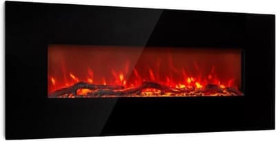 Klarstein elektrische Haard, elektrische Verwarming voor Woonkamer & Binnenruimtes, elektrische Haard met LED-vlammen, Haard met Afstandsbediening, Ventilatorkachel met Timer, Instelbare Thermostaat, Verwarming 1600 W - Wandhaard - Fan
