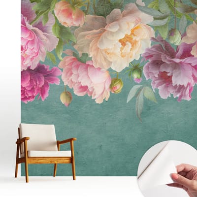 Wallfluent Zelfklevend Behang - Bloemige elegantie Stickerbehang op rol - 250x250 cm - Groente Zelfklevend Behang - Plakklare achterzijde - Naar de woonkamer, naar de hal Zelfklevend Behang