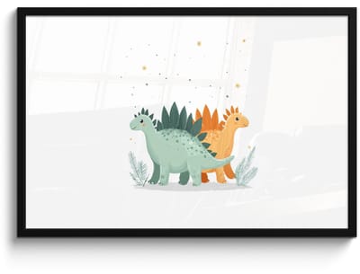 Poster in lijst - Fotolijst 90x60 cm - Posters - Planten - Sterren - Dinosaurussen - Oranje - Posterlijst zwart - Decoratie - Wanddecoratie woonkamer - Muurdecoratie slaapkamer