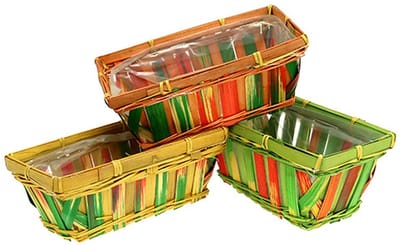Frietmandenset vierkant veelkleurig 20cm x 11cm 12 stuks, 12 Stück