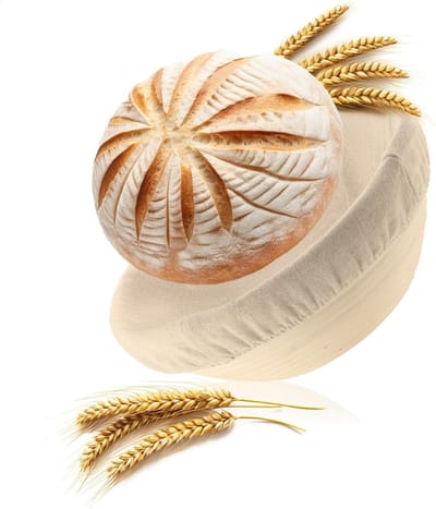 VIN® Rijsmandje Broodbakken - Rijsmandje Brood - Rijsmand Rond - Banneton - Deegkleed Linnen - Zuurdesem Starter Set - Deegmand Met Deegschraper