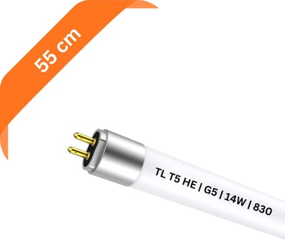 T5 TL lamp 55 cm – 830 Warm Wit 3000K – 14W – G5 fitting – Ø 1.6 cm