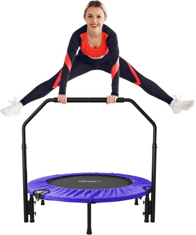 Opvouwbare Fitness Trampoline 102 cm met Verstelbaar Handvat voor Volwassenen - Binnen Trainen