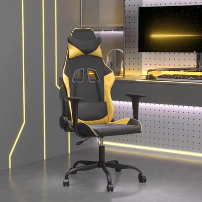 vidaXL - Massage - gamestoel - kunstleer - zwart - en - goudkleurig