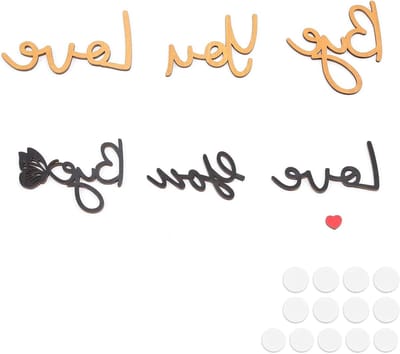 Muurdecoratie van Hout met 'Love You Bye' Motief, Set van 2 voor DIY Projecten, Thuisdecoratie en Cadeaus