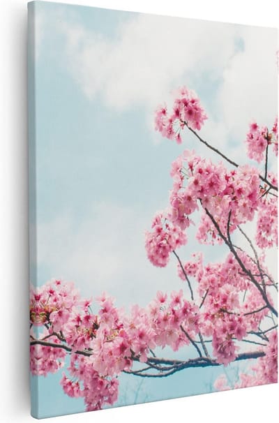 Artaza Canvas Schilderij Bloesemtak - 40x50 cm - Muurdecoratie Bloemen - Wanddecoratie Lente - Kamer Accessoires