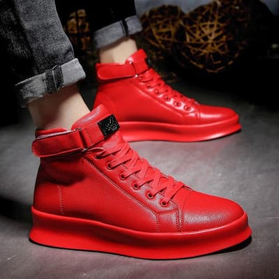 Herfst Heren Enkellaarsjes Hoog Uitgesneden Effen Sneakers Vetersluiting Motorlaarzen Platform Skateboard Sport Trainers Schoenen Nachtclub Schoenen 42