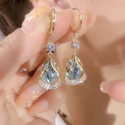 Mode Elegante Afslankende Magnetische Gewichtsverlies Oorbellen Voor Vrouwen Sprankelende Strass Hangende Steen Atic Hoge Kwaliteit Hangers brown
