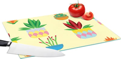 Glazen Snijplank - 39x28 - Planten - Bloempot - Patronen - Regenboog - Snijplanken Glas