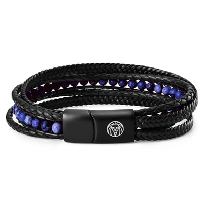 Naxos Leren Armband met Lapis Lazuli