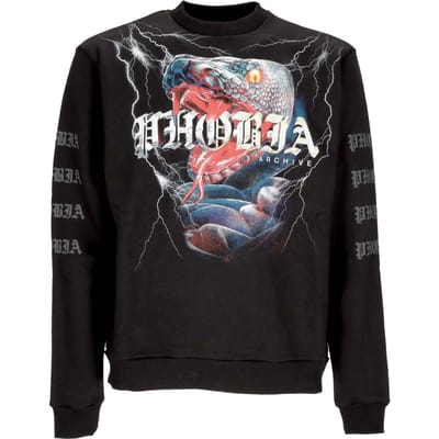 Lichtgewicht herensweatshirt met ronde hals Snake Crewneck zwart