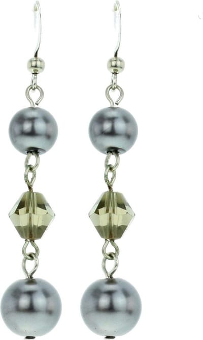 Behave - Dames pareloorhangers grijs met facetdetail chic - 5,5 cm