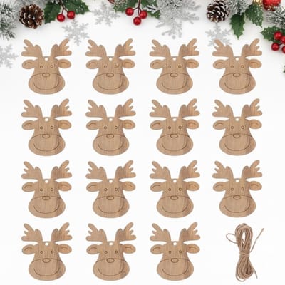 Dailygoods- Kerstversiering 20 Stuks - Houten Uitsparingen - Rendier Hanger - DIY Decoratie - Cadeauhangers - Feestaccessoires - Kerstornamenten