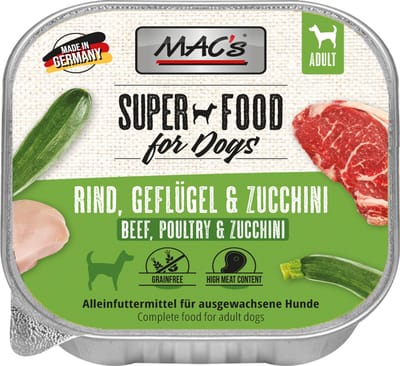 MAC's Hondenvoer Natvoer Vleeskuipje - 70% Rund, Gevogelte & Courgette - 10 x 150 g