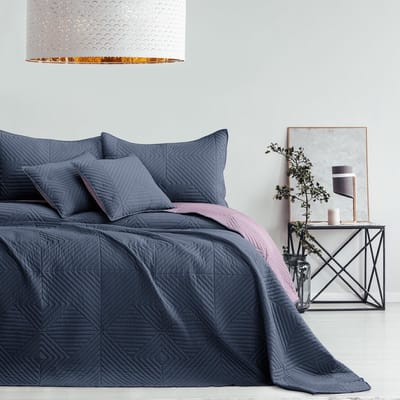 Sprei antraciet lila 200 x 220 cm bedsprei dubbelzijdig ultrasoon stiksel polyester softa
