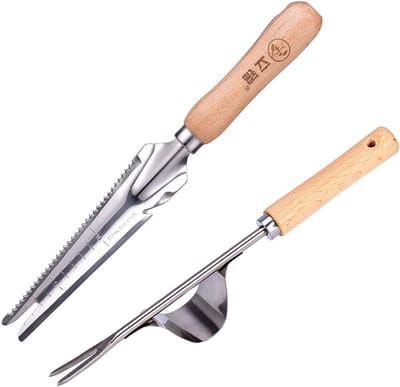 Onkruidvork Set - Tuingereedschap - Tuin Onderhouden - Roestvrij Staal - 2 Stuks - Multi