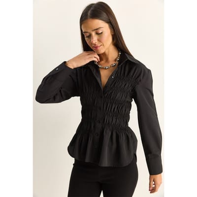Dames Regular-Fit Katoenmix Poplin Overhemd