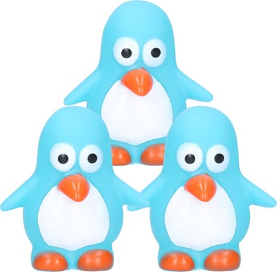 Rubber badeendje/pinguin - 3x - Classic blauw - badkamer fun artikelen - size 6 cm - kunststof - water speelgoed pinguins
