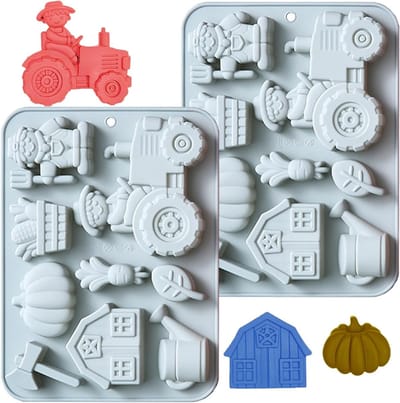 3D Tractor Cake Mould Set van 2, Silicone Bakvorm voor Taarten, Desserts en Bonbons, Perfect voor Verjaardagsfeestjes en Boerderijthema Decoraties