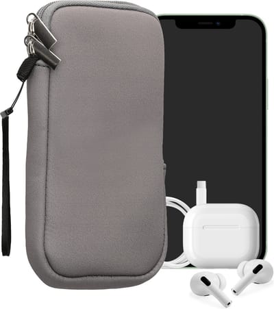 kwmobile telefoontasje universeel geschikt voor XXL - 7" smartphones - 17,7 x 8,5 cm - Hoesje met rits en polslusje -In steengrijs -