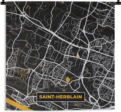 Wandkleed - Wanddoek - Kaart – Stadskaart – Saint-Herblain - Plattegrond – Frankrijk - 180x180 cm - Wandtapijt