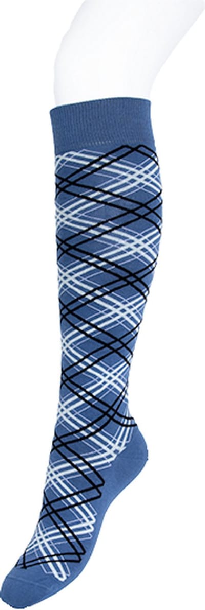 Bonnie Doon Kniekous met Tartan Ruiten Katoen Kleur Blauw Maat 36/42 Gladde Teennaad - Ruiten - MultiColor - Comfort - Warm - Kniekous - Stijlfol - Modern - Voorgewassen - Tartan - Mode - Vlakke Teennaad - Kniesokken - Blue - BP241502.515