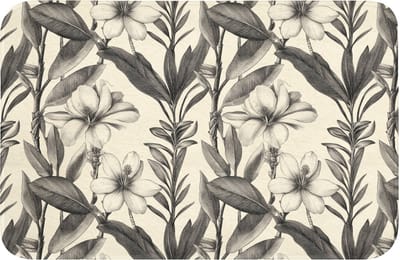 Badmat 60x40 cm - Antislip - Klassiek - Botanisch - Zwart - Beige - Badmatten voor badkamer - Badkamermat - Douchemat - Badkamer mat