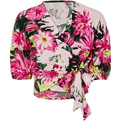 ESMARA Dames wikkelblouse (Bloemen/roze, 34)
