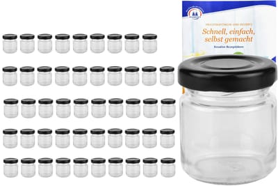 50-delige set van 53 ml potjes To 43 zwart deksel incl. Diamant Gelierzauber receptenboekje