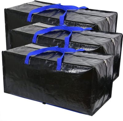 Famanu - set van 3 extra grote waterdichte opbergtassen met rugzakriemen en handgrepen, 80×40×35 cm, zwart