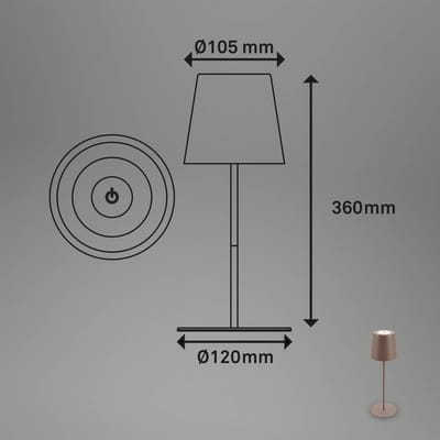 BRILONER Kiki - Oplaadbare Tafellamp - dimbaar - voor binnen en buiten - in hoogte verstelbaar - warm wit licht - bruin
