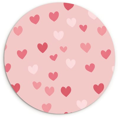 WallCircle® Wandcirkel 120x120 cm - Muurcirkel Hartjes - Patroon - Roze - Eenvoudig - Muurdecoratie woonkamer - Wanddecoratie slaapkamer - Kamer decoratie accessoires - Ronde schilderijen XXL
