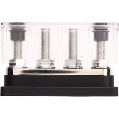 4-polig stroomverdelingsblok 3 8inch M10-bouten Batterij-verzamelrail met deksel DC12V tot 48V 300A voor auto's boten campers Zwart zwart