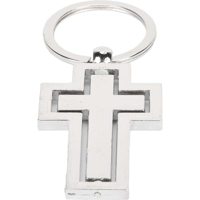 Kruis Sleutelhanger Draaibare Kruis Sleutelhanger Roestpreventie Kleurvast Jezus Sleutelhanger Christelijk gray
