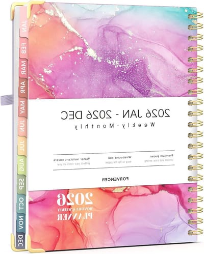 Ontwerp Planner 2025 - Agenda Notitieboek - Tijd Beheer - Wekelijkse Maandelijkse Paginas - A4 - Paars Marmer