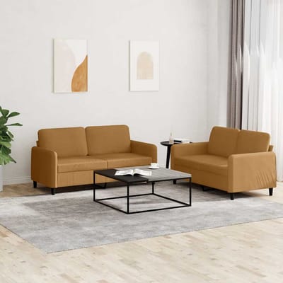 vidaXL - 2-delige - Loungeset - fluweel - bruin