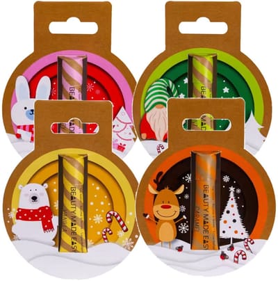 Beauty Made Easy - Plasticvrije Lip Balm - Christmas Edition - 4 Pak - Candy + Vanille + Mint + Caramel - Voordeelverpakking