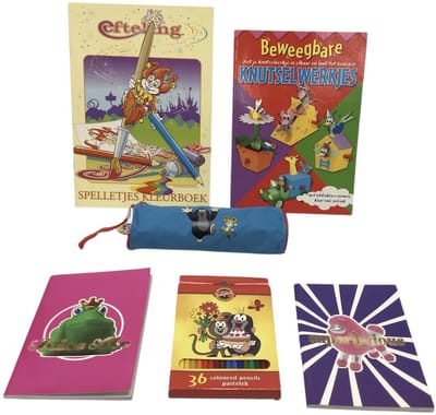 kleurpotloden 36 stuks kleurboek Efteling knutselwerkjes kinder etui kinderetui en 2 schriften / kleur potloden en etui van de kleine mol