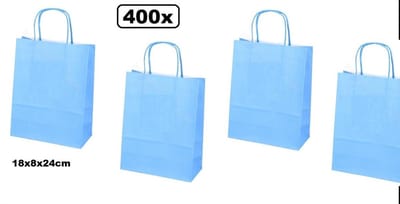 400x Papieren koordtas blauw 18x8x24cm.