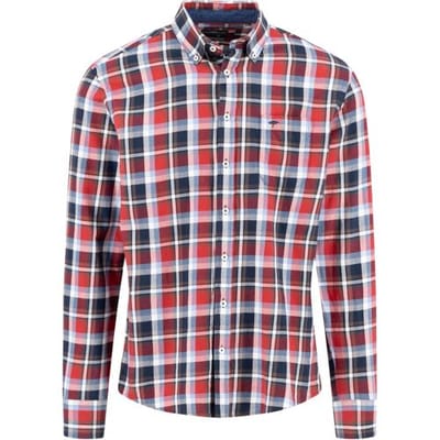 Fynch-Hatton Overhemd Multicolor Fine Flanel Check Button-Down Garnet Red-Blue / male