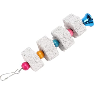 Jouets à mâcher pour oiseaux, pierre à aiguiser pour becs d'oiseaux pour perroquets, hamsters et autres petits animaux white