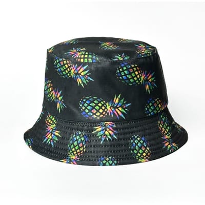 Nouveau Chapeau de Pêcheur Ananas Double Face Style Coréen Tendance Chapeau Pot à Fruits Chapeau de Soleil Surfeur Bord de Mer M（56-58） black