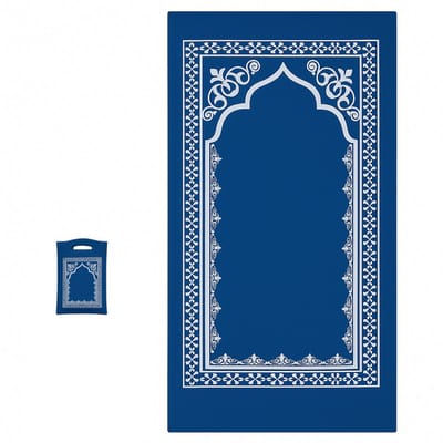 Baraka Treasures Gebedskleed met Draagtas - Reis Gebedskleed Set - Met Handvat Tasje - Comfortabel & Compact - Lichtgewicht Gebedskleed - Perfect voor Werk en School - 110cm x 55cm - Blauw