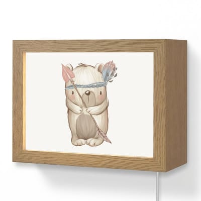 Wandlamp 20x15 cm - Oplaadbaar - Beer - Dier - Bosdieren - Wandlampen binnen woonkamer - Slaapkamer lamp met kabel - Decoratieve nachtlamp - Vloerlamp snoer