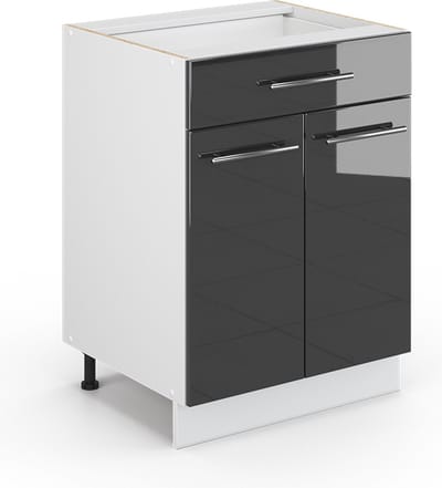 Vicco Fame-Line Badkamerkast – 60 x 82 cm met lade, zonder werkblad Antraciet Hoogglans